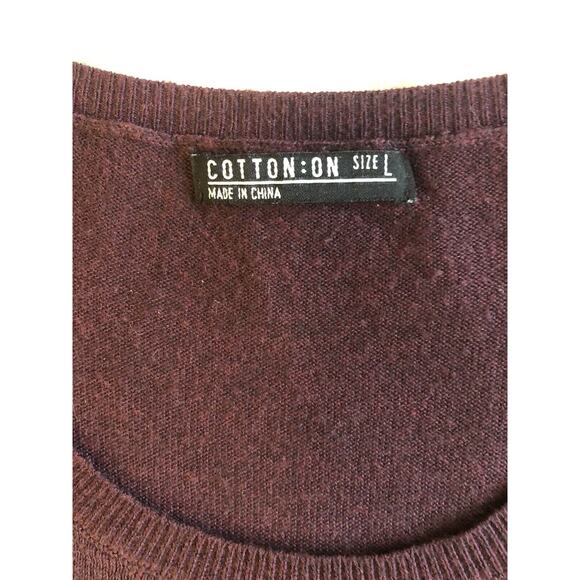 Cotton On Women's Sz Large BURGUNDY Top Shirt Lightweight‎ Knit Sweater - Picture 2 of 9